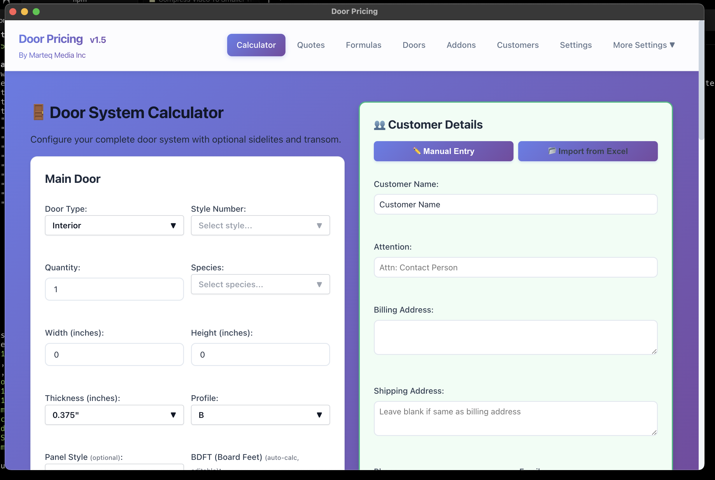 Door Pricing App - Cross-Platform Desktop Quoting Tool