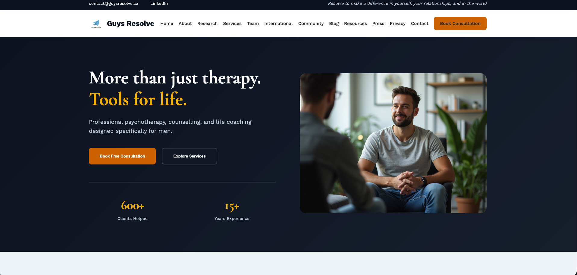 Guys Resolve - Therapy Practice Website Migration